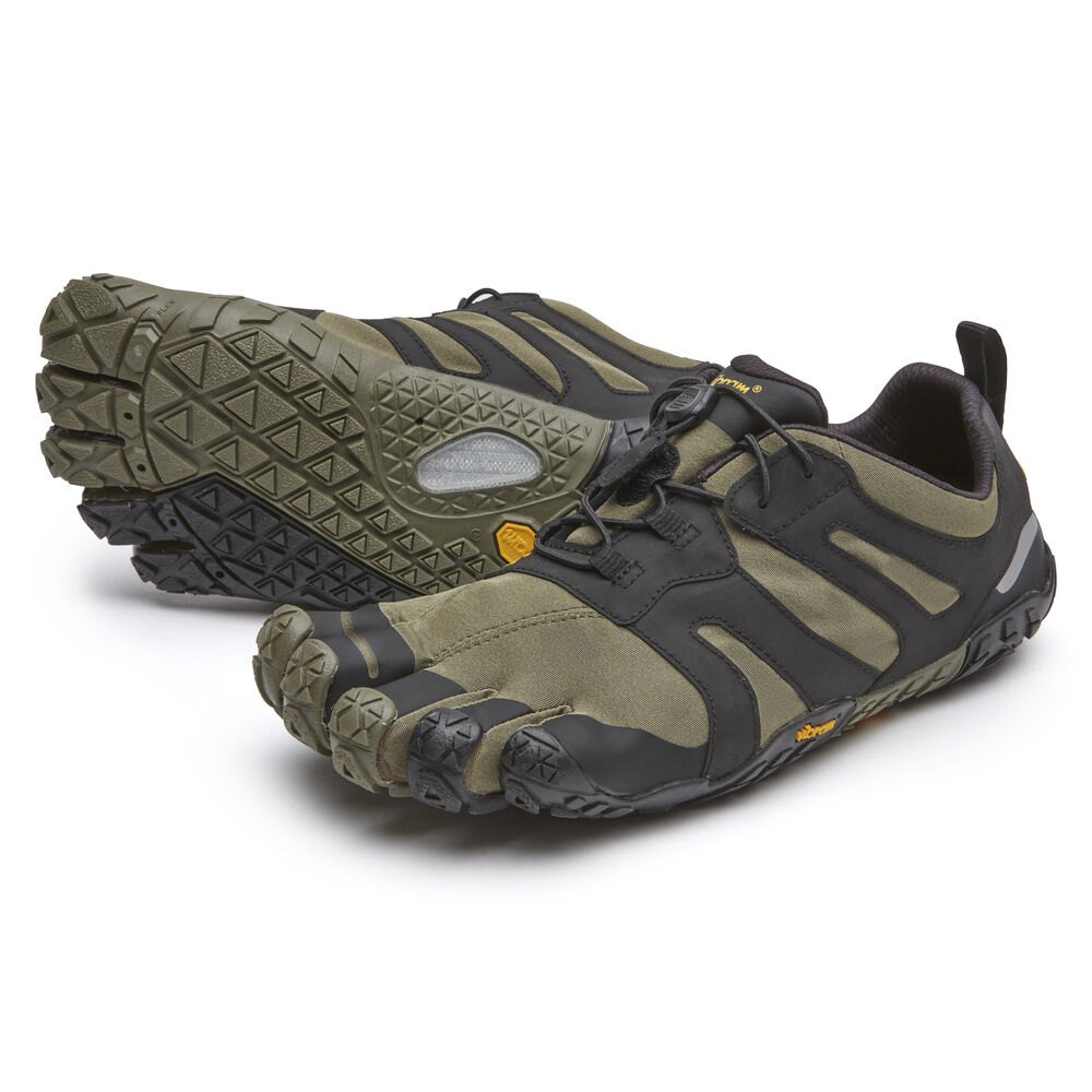 Vibram Five Fingers Mens Running Shoes - Olive/Black - V-Trail 2.0 - 37560-CUTG